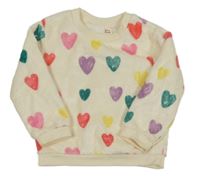 Smetanová chlupatá mikina se srdíčky Cozy Cub