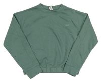 Zelenošedá crop mikina s nápisem Yigga