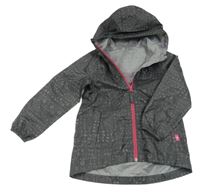 Tmavošedá vzorovaná funkční šusťáková parka s kapucí Decathlon