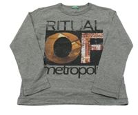 Šedé triko s nápisem Benetton 