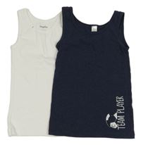 2x Tmavomodrý + bílý nátělník 