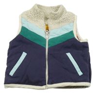Tmavomodrá oboustranná zateplená vesta s proužky Little Bird