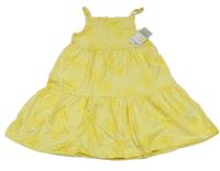 Nové - Žluté bavlněné šaty s květy Primark