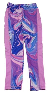 Růžovo-modro-fialové vzorované sportovní legíny Dunnes