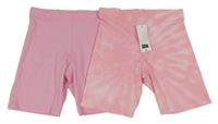 Nové - 2x - Růžové + růžové batikované legínové kraťasy F&F