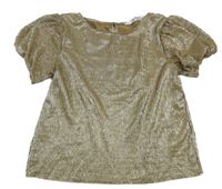 Zlatá skládaná halenka s balonovými rukávy H&M