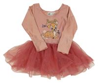 Broskvové šaty s body s Bambim a tylovou sukní H&M