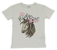 Nové - Bílé tričko s koníkem Page one young