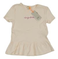 Nové - Světlerůžová žebrovaná peplum tunika s nápisem River Island 