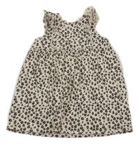 Béžovo-hnědé vzorované bavlněné šaty s volánky H&M