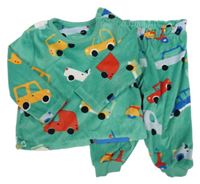 Zelené plyšové pyžamo s auty Primark