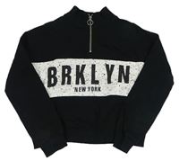 Černo-bílá crop mikina s nápisy a skvrnkami H&M