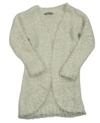 Smetanový chlupatý huňatý svetrový cardigan Kids