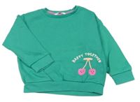Zelená oversize mikina s třešničkami a nápisem zn. M&S