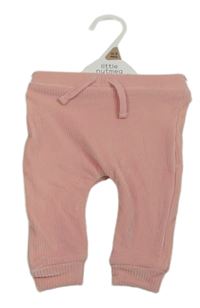 Nové - růžové žebrované plyšové tepláky  ittle nutmeg