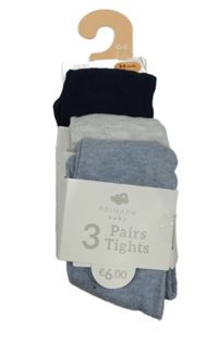 Nové - 3x - Punčocháče - Modré a šedé melírované, tmavomodré PRIMARK