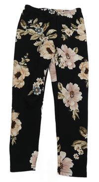 Černé květované legíny Shein