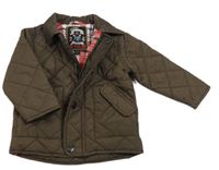 Hnědá prošívaná šusťákovo/manšestrová zateplená bunda s límečkem Next