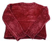 Vínový melírovaný žinylkový oversize svetr St. Bernard