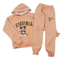 2Set - Broskvová mikina s Mickey a kapucí + tepláky 