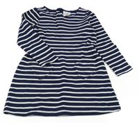 Tmavomodro-bílé pruhované šaty Topolino