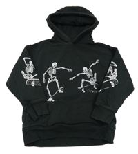 Černá mikina s kostrami a kapucí Next