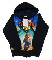 Nové - černo-modrá propínací teplá mikina s BRAWL STARS a kapucí MARVEL