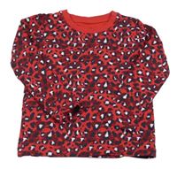 Červeno-vínovo-černo-bílé vzorované mikinotriko lupilu