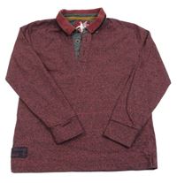 Vínovo-černé melírované mikinotriko s límečkem Tu