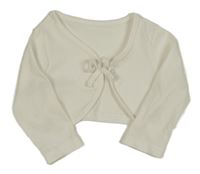 Smetanové žebrované propínací bolérko s mašlí 