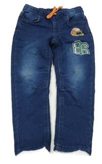 Tmavomodré teplákové rifle s číslem a helmou Kiki&Koko