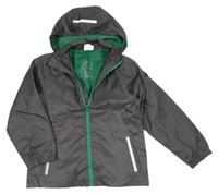 Tmavošedá šusťáková jarní bunda s odepínací kapucí FEEL