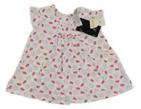 Nové - bílé plátěné šaty s mušličkami a rybičkami a volánky C&A