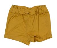 Okrové paper bag riflové kraťay s mašlí C&A