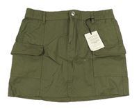 Khaki plátěná cargo sukně New Look