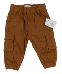 Nové - Hnědé plátěné cargo cuff kalhoty Primark