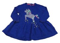 Safírové svetrové šaty s jednorožcem z flitrů M&S