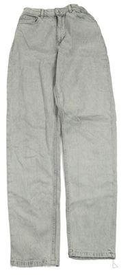 Světlešedé relaxed high waist rifle H&M