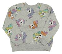 Šedá melírovaná mikina s jednorožci H&M