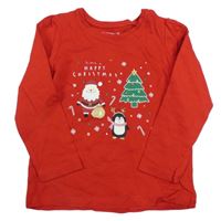 Červené triko s vánočním motivem Primark