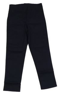 Tmavomodré plátěné elastické kalhoty