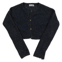 Tmavomodrý třpytivý žebrovaný propínací crop svetr Next