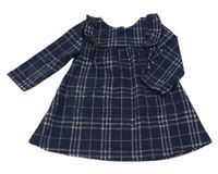 Tmavomodro-bílé kostkované šaty s volánky Tu