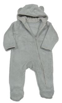 Světlešedá chlupatá kombinéza s kapucí s oušky M&S
