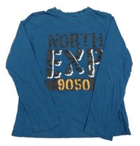 Petrolejové triko s nápisem Alive