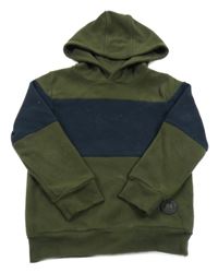 Khaki-tmavomodrá fleecová mikina s kapucí Topolino