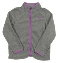 Šedá melírovaná fleecová propínací mikina s výšivkou OshKosh