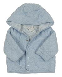 Světlemodrá melírovaná prošívaná zateplená propínací mikina s kapucí Jasper Conran