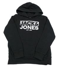 Černá mikina s nápisem a kapucí Jack & Jones
