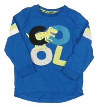 Modré triko s dinosaurem a nápisem F&F